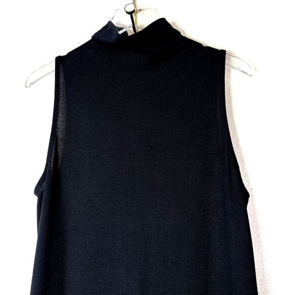 Vince Black Knit Sleeveless Column Dress Mock Neck Midi Stretch LARGE Solid - Picture 3 of 8